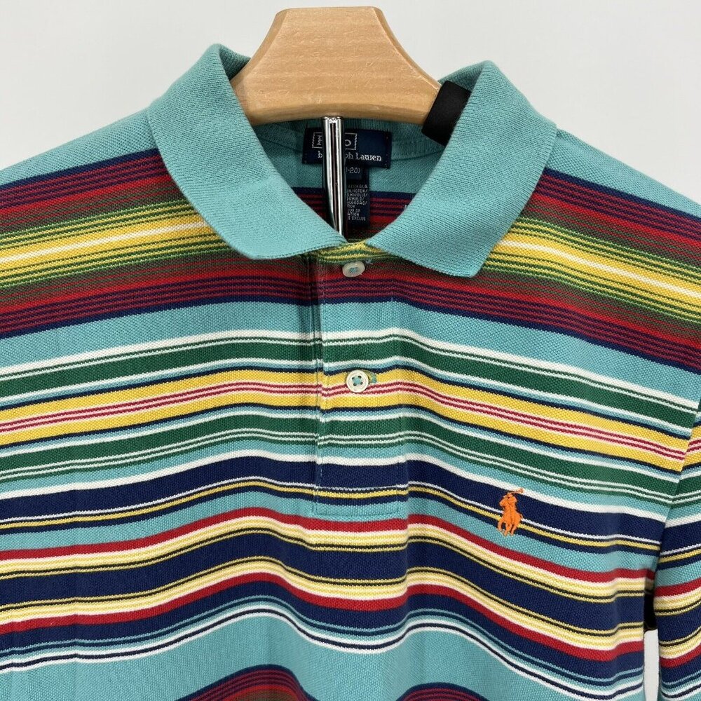 Polo By Ralph Lauren Youth XL Extra Large Multicolor Striped Cotton Polo Shirt